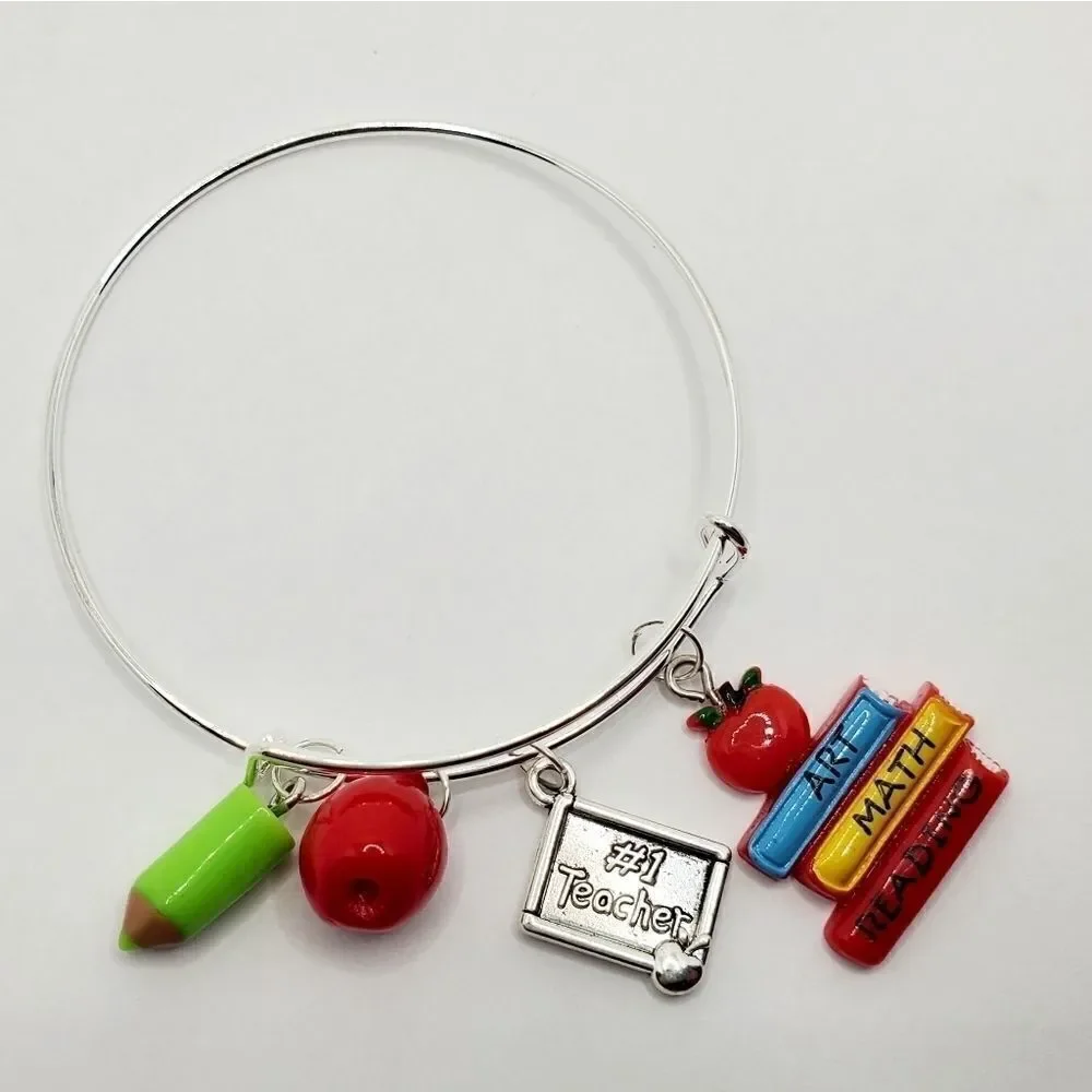 Number 1 Teacher Charm Bracelet